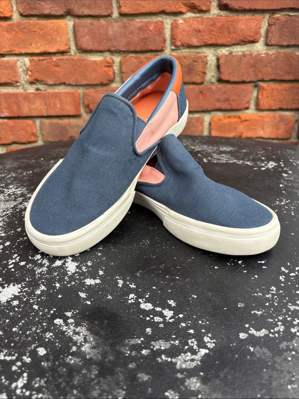 Lacoste Slip-On Loafers.Navy with Pink and Orange Accents Size 6, EU 38